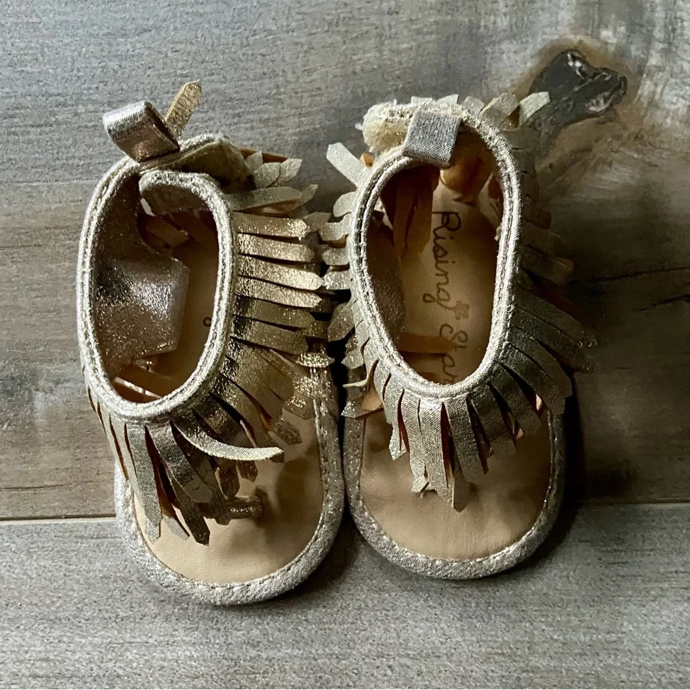 Rising Star Gold Metallic Fringe Boho Sandal